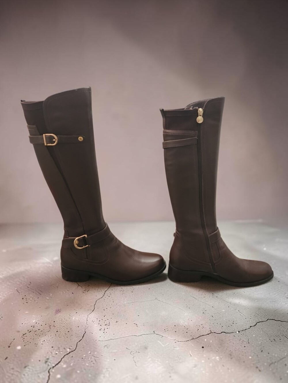 SoleMani Abigail Super Slim Brown Leather Knee-High Riding Boots, Women's 8M - Picture 13 of 13